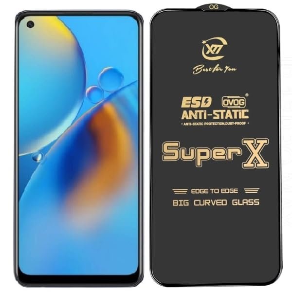 Premium Edge to Edge Super X Tempered Glass Screen Protector for Oppo F19s - (Black) Pack of 2