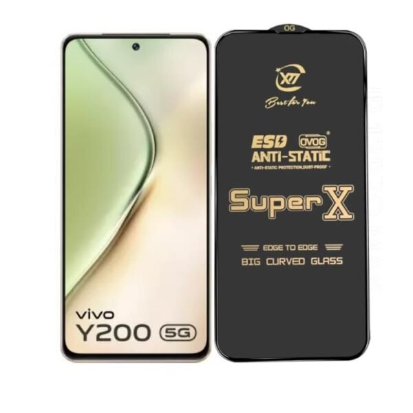 Premium Edge to Edge Super X Tempered Glass Screen Protector for Vivo Y100 5G -  (Black)Pack of 2