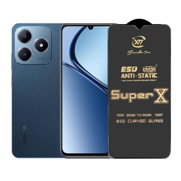 Super X Tempered Glass Screen Protector for Realme C63 4G (Black) - (Pack of 2)