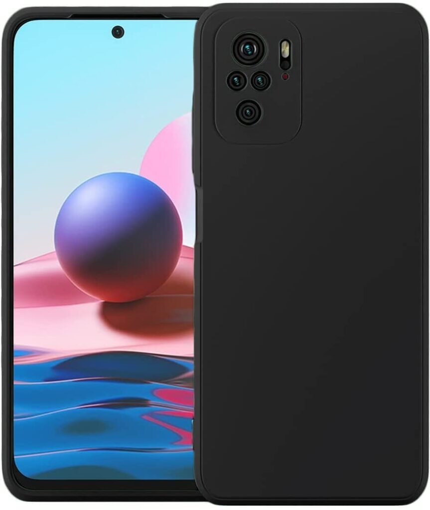 Redmi Note 10 / Note 10S Back Cover | Camera Bump Protection & Ultra Slim | Matte Soft Silicon Shock Proof Rubberised Back Case Cover (Black)