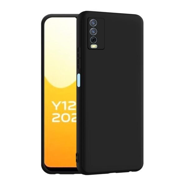 Vivo Y12s / Y20 / Y20i / Y20G Back Cover | Camera Bump Protection & Ultra Slim | Matte Soft Silicon Shock Proof Rubberised Back Case Cover (Black)