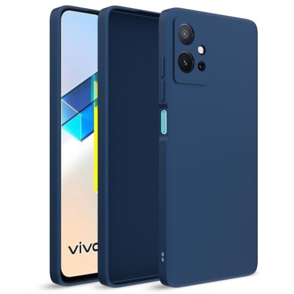 Vivo T1 5G / Vivo Y75 5G / iQOO Z6 5G Back Cover Soft Matte Liquid Silicone TPU | Camera Protection | Shockproof Slim Back Case for Vivo T1 5G / Vivo Y75 5G / iQOO Z6 5G (Blue)