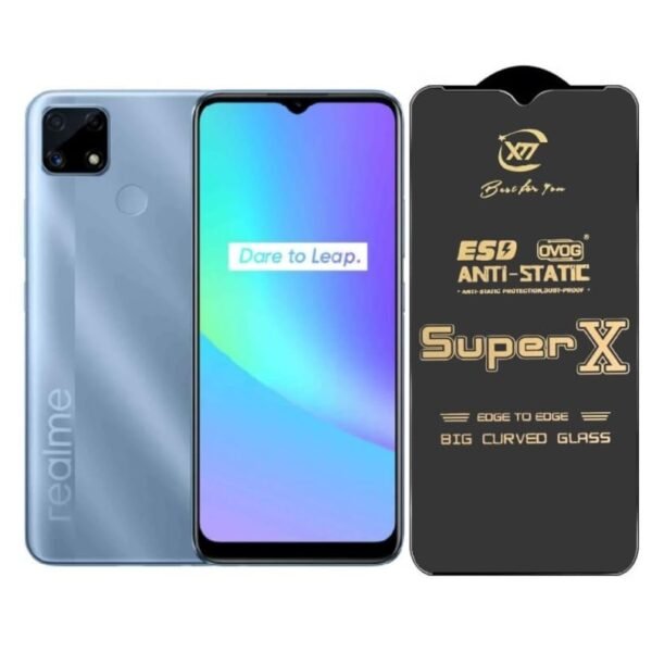 Premium Edge to Edge Super X Tempered Glass Screen Protector for Realme C31 - (Black) Pack of 2