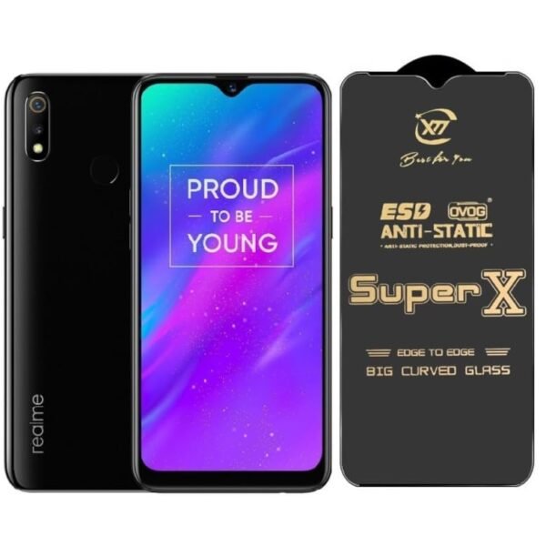 Super X Tempered Glass Screen Protector for Realme 7 (Black) - (Pack of 2)