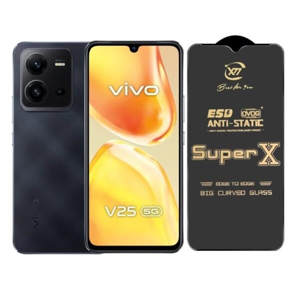 Premium Edge to Edge Super X Tempered Glass Screen Protector for Vivo T1 Pro 5G - (Black) Pack of 2