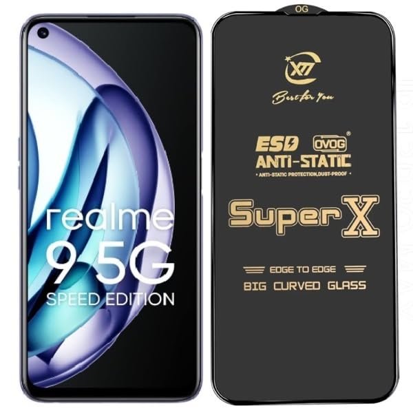 Super X Tempered Glass Screen Protector for Realme 11X 5G (Black) - (Pack of 2)