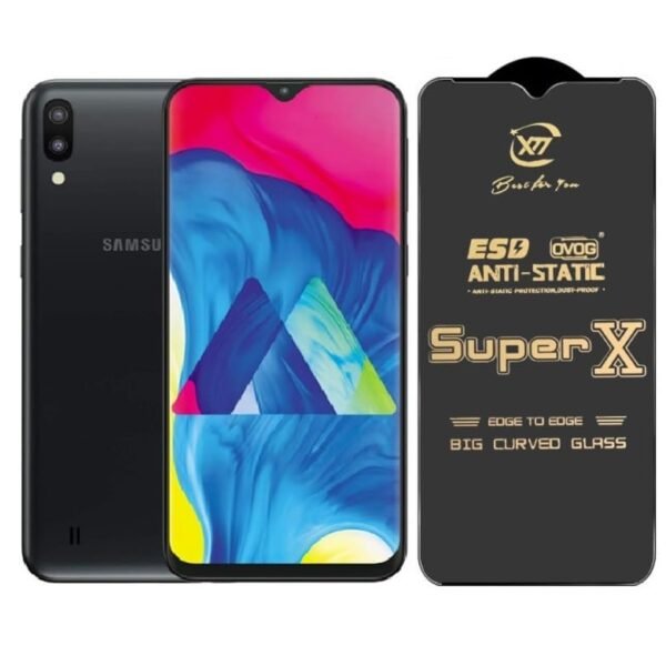 Premium Edge to Edge Super X Tempered Glass Screen Protector for Samsung Galaxy M10s - (Black) (Pack Of 1)