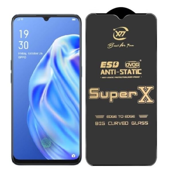 Premium Edge to Edge Super X Tempered Glass Screen Protector for Oppo F19s - (Black) Pack of 2