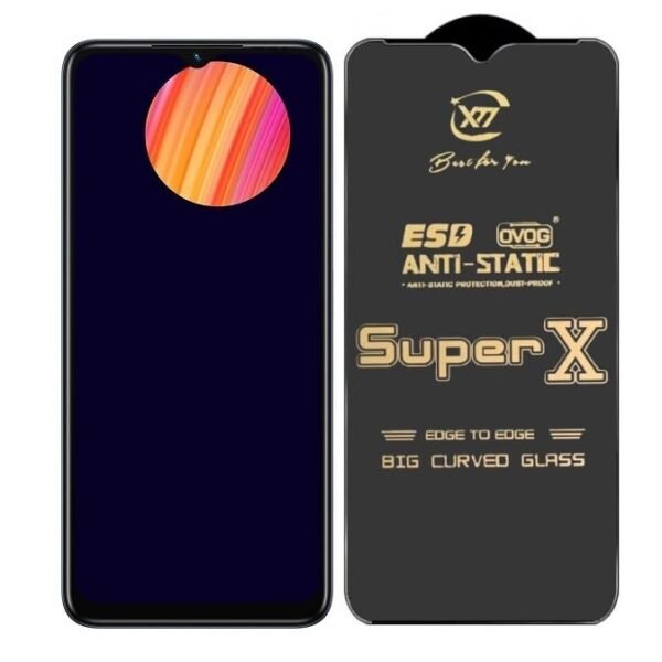 Premium Edge to Edge Super X Tempered Glass Screen Protector for Vivo T2 5G (Black) Pack of 2