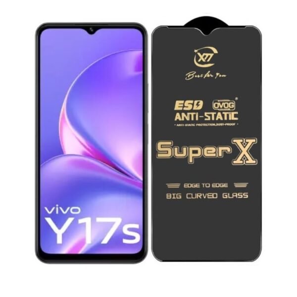 Premium Edge to Edge Super X Tempered Glass Screen Protector for Vivo Y100 5G -  (Black)Pack of 2