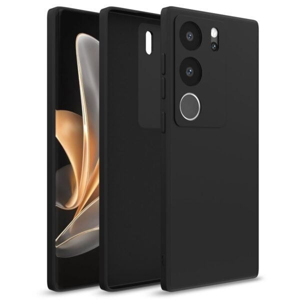 Vivo V29 / V29 Pro 5G Back Cover Soft Matte Liquid Silicone TPU | Camera Protection | Shockproof Slim Back Case for Vivo V29 / V29 Pro 5G (Black)