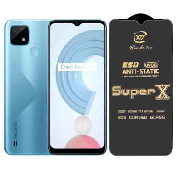 Premium Edge to Edge Super X Tempered Glass Screen Protector for Realme C31 - (Black) Pack of 2