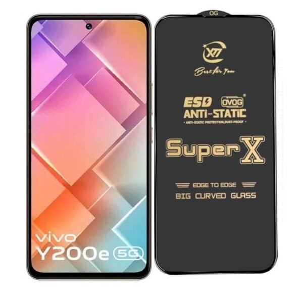 Premium Edge to Edge Super X Tempered Glass Screen Protector for Vivo Y100 5G -  (Black)Pack of 2