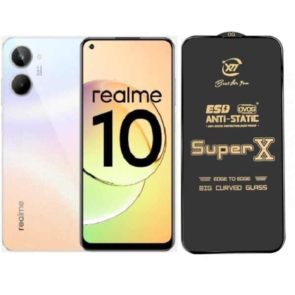 Super X Tempered Glass Screen Protector for Realme 11X 5G (Black) - (Pack of 2)