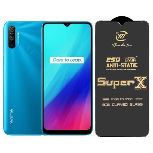 Premium Edge to Edge Super X Tempered Glass Screen Protector for Realme C17 (Black) - (Pack of 2)