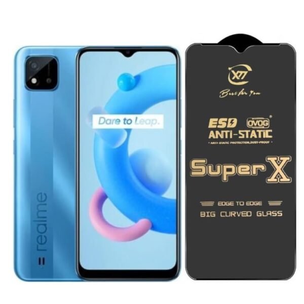 Premium Edge to Edge Super X Tempered Glass Screen Protector for Realme C31 - (Black) Pack of 2