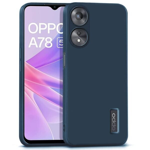 Ultra Slim Soft Rubberised Back Cover Oppo A78 5G | Inner Velvet Fabric Lining | Matte Silicone Flexible Camera Protection Back Case for Mobile - Blue