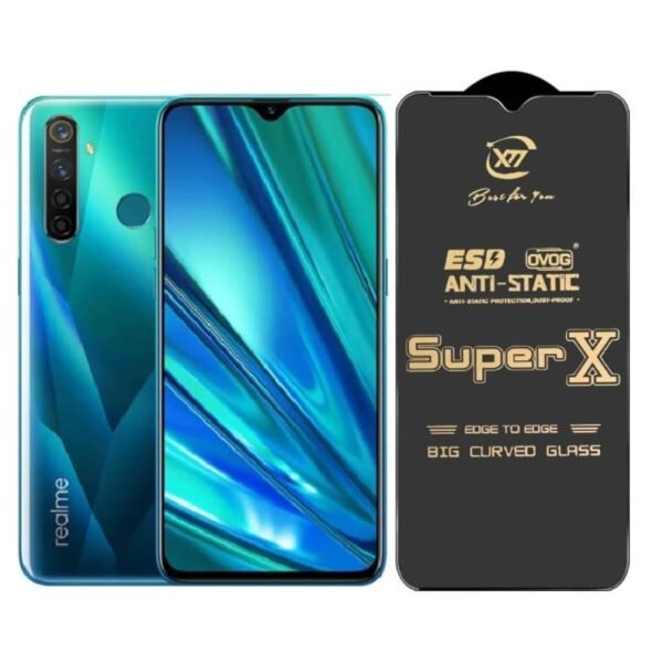 Super X Tempered Glass Screen Protector for Realme 7 (Black) - (Pack of 2)