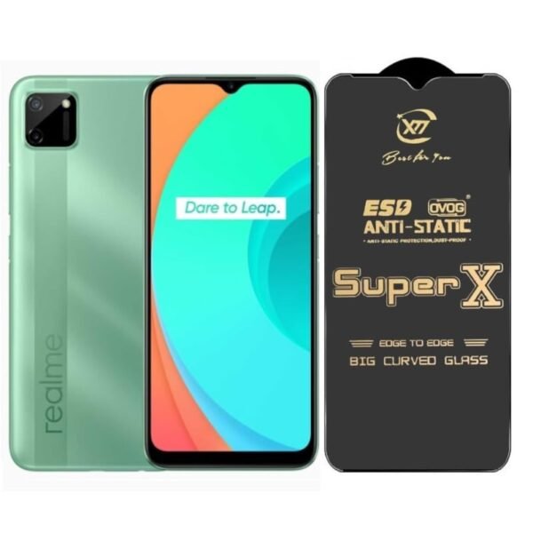 Premium Edge to Edge Super X Tempered Glass Screen Protector for Realme C17 (Black) - (Pack of 2)