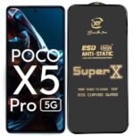 Premium Edge to Edge Super X Tempered Glass Screen Protector for Poco X5 Pro 5G (Black) Pack of 2