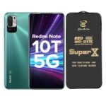 Premium Edge to Edge Super X Tempered Glass Screen Protector for Redmi Note 10T 5G - Pack of 2 (Black)