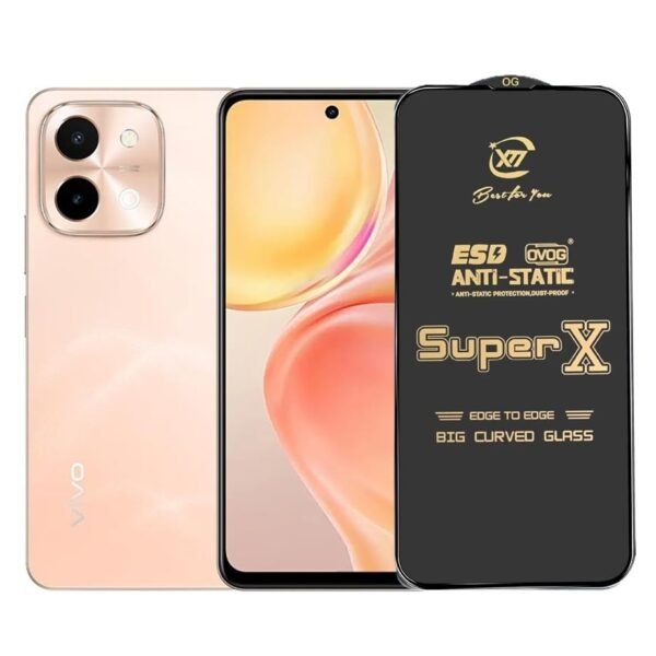 Premium Edge to Edge Super X Tempered Glass Screen Protector for Vivo Y100 5G -  (Black)Pack of 2