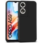 Back Cover for Oppo A59 5G | Ultra Slim Soft Rubberised Case | Inner Velvet Fabric Lining | Matte Silicone Flexible Mobile Case | Camera Protection - Black