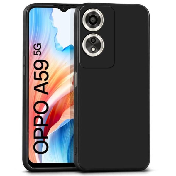 Back Cover for Oppo A59 5G | Ultra Slim Soft Rubberised Case | Inner Velvet Fabric Lining | Matte Silicone Flexible Mobile Case | Camera Protection - Black