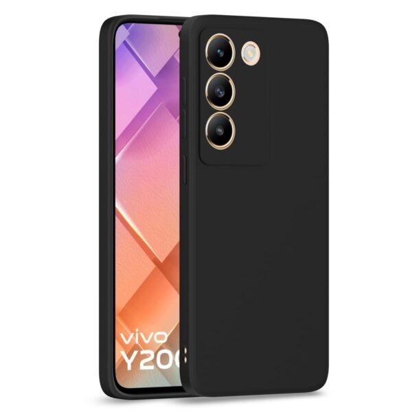 Vivo T3 5G / Vivo Y200e 5G Back Cover Camera Protection Shockproof Soft Matte Silicone Back Case for Vivo T3 5G / Vivo Y200e 5G (Black)