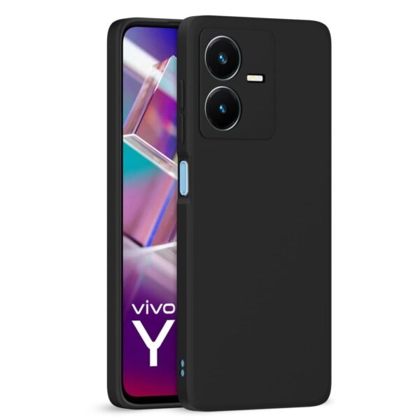 Vivo Y22 Back Cover Soft Matte Liquid Silicone TPU | Camera Protection | Shockproof Slim Back Case for Vivo Y22 (Black)