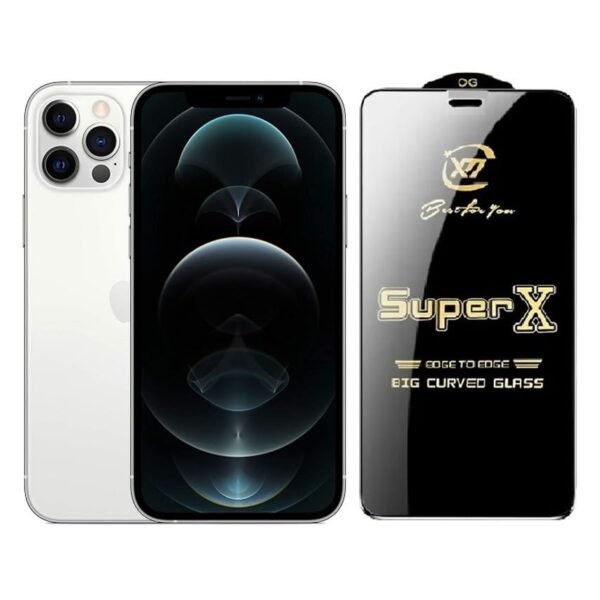 Super X Tempered Glass Screen Protector for Apple IPhone 14 Pro Max (Black) Pack of 2