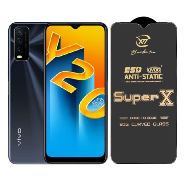 Premium Edge to Edge Super X Tempered Glass Screen Protector for Vivo Y19 -  (Black) Pack of 2