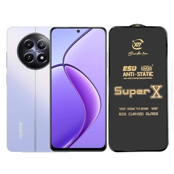 Super X Tempered Glass Screen Protector for Realme 7 Pro (Black) - (Pack of 2)