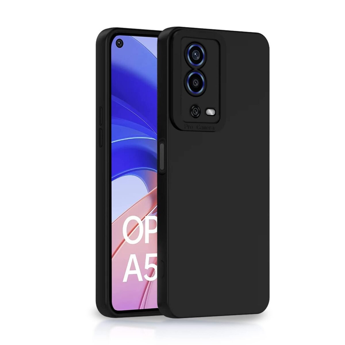 Oppo A55 Back Cover Soft Matte Liquid Silicone TPU | Camera Protection | Shockproof Slim Back Case for Oppo A55 (Black)