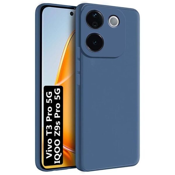 Back Cover for iQOO Z9s Pro 5G / Vivo T3 Pro 5G | Matte Soft Silicon Flexible | Camera Bump Protection | Shock Proof Rubberised Back Case Cover for iQOO Z9s Pro 5G / Vivo T3 Pro 5G (Blue)