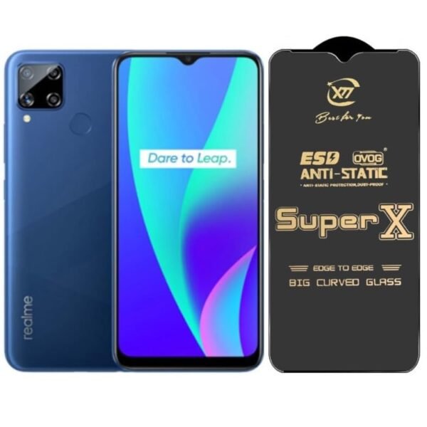 Premium Edge to Edge Super X Tempered Glass Screen Protector for Realme C17 (Black) - (Pack of 2)