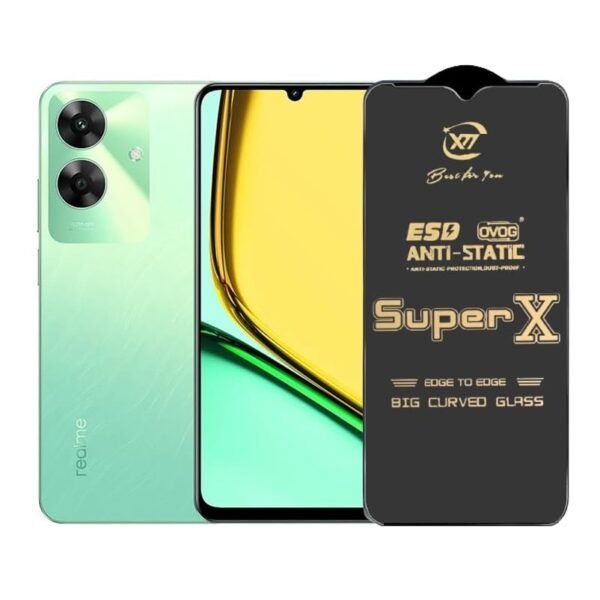 Super X Tempered Glass Screen Protector for Realme C63 4G (Black) - (Pack of 2)