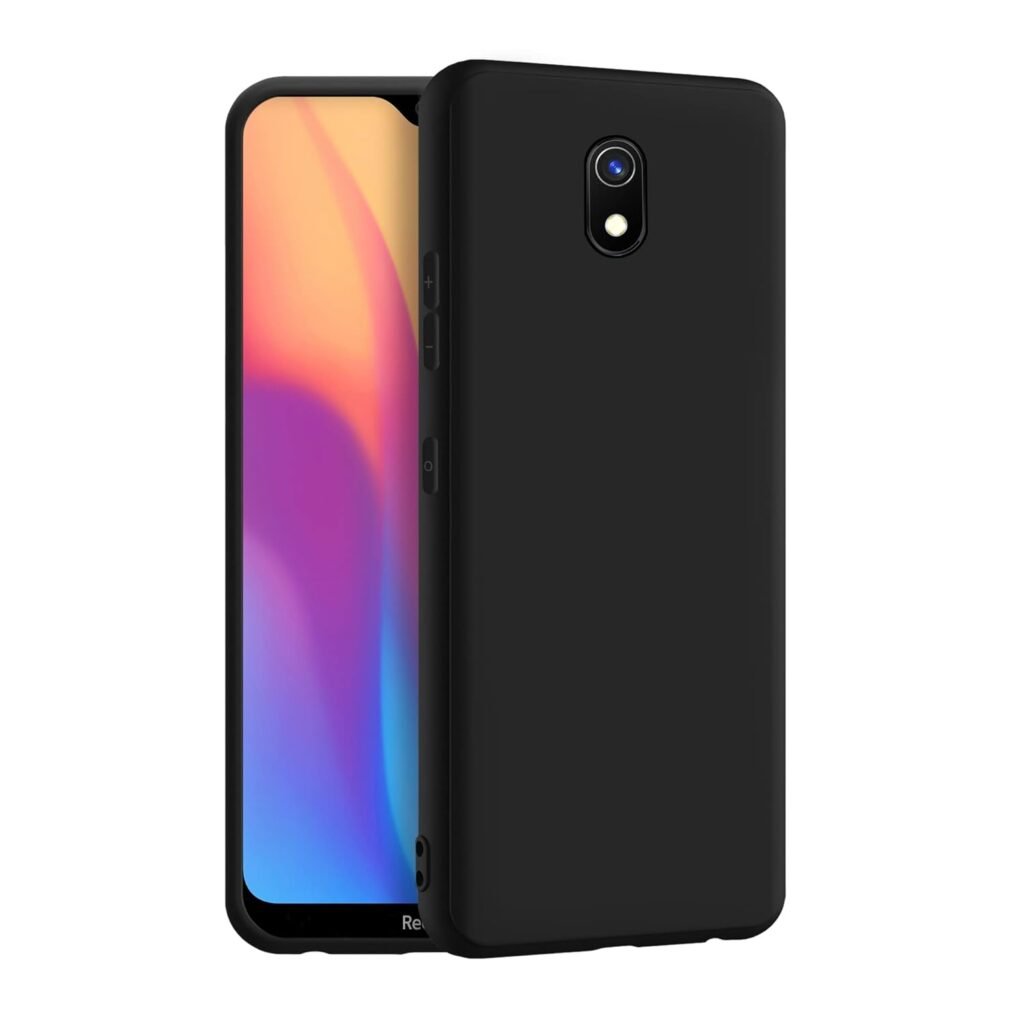 Redmi 8A / 8A Dual Back Cover | Camera Bump Protection & Ultra Slim | Matte Soft Silicon Shock Proof Rubberised Back Case Cover (Black)