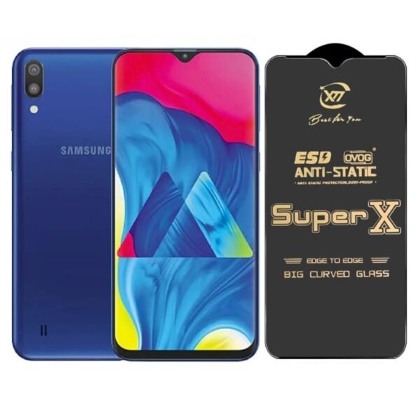 Premium Edge to Edge Super X Tempered Glass Screen Protector for Samsung Galaxy M10s - (Black) (Pack Of 1)