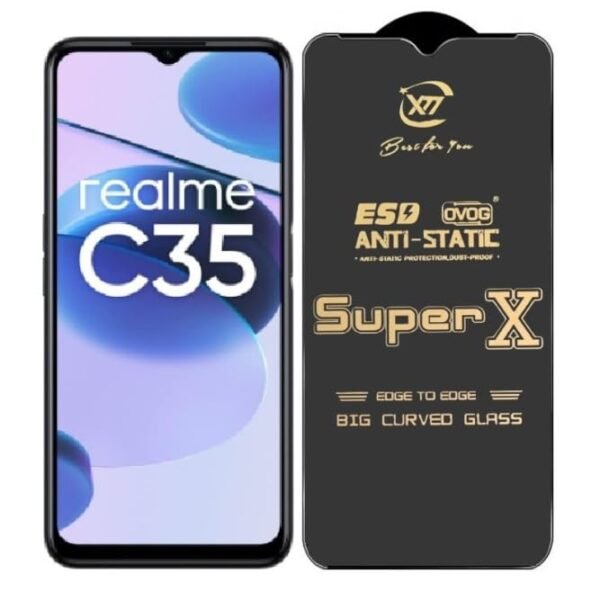 Super X Tempered Glass Screen Protector for Realme C63 4G (Black) - (Pack of 2)