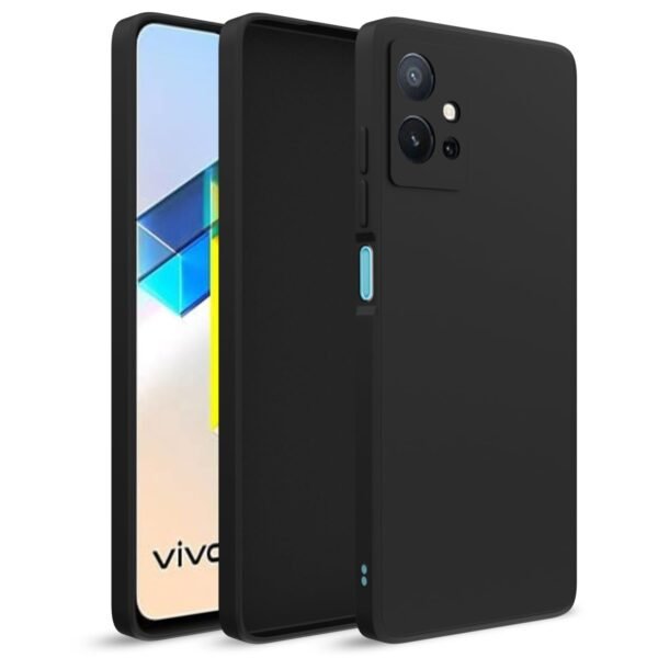 Vivo T1 5G / Vivo Y75 5G / iQOO Z6 5G Back Cover Soft Matte Liquid Silicone | Camera Protection (Silicone Black)