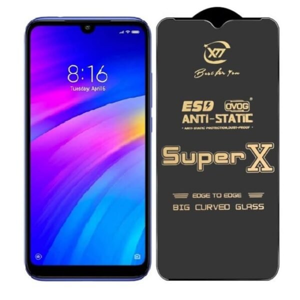 Premium Edge to Edge Super X Tempered Glass Screen Protector for Redmi Note 7 - Pack of 2 (Black)