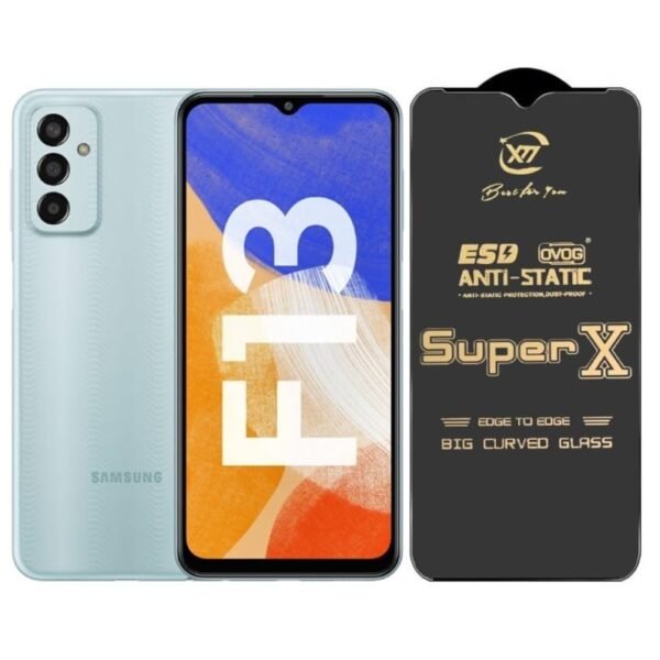 Premium Edge to Edge Super X Tempered Glass Screen Protector for Samsung Galaxy F15 - (Black)Pack of 2