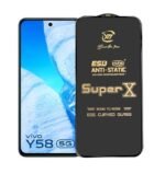 Premium Edge to Edge Super X Tempered Glass Screen Protector for Vivo Y58 5G (Black) Pack of 2