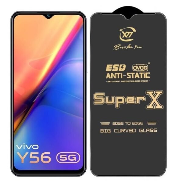 Premium Edge to Edge Super X Tempered Glass Screen Protector for Vivo Y58 5G (Black) Pack of 2