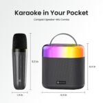 Portronics Dash 3 16W Bluetooth Speaker with Wireless Karaoke Mic, 5 Hours Playtime, Multicolor RGB Lights, 3 EQ Modes, 5 Voice Effects, AUX in, BT5.3v, Micro SD Card, Type C Charging Port(Black)