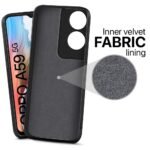 Back Cover for Oppo A59 5G | Ultra Slim Soft Rubberised Case | Inner Velvet Fabric Lining | Matte Silicone Flexible Mobile Case | Camera Protection - Black