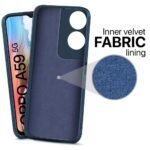 Back Cover for Oppo A59 5G | Ultra Slim Soft Rubberised Case | Inner Velvet Fabric Lining | Matte Silicone Flexible Mobile Case | Camera Protection - Blue