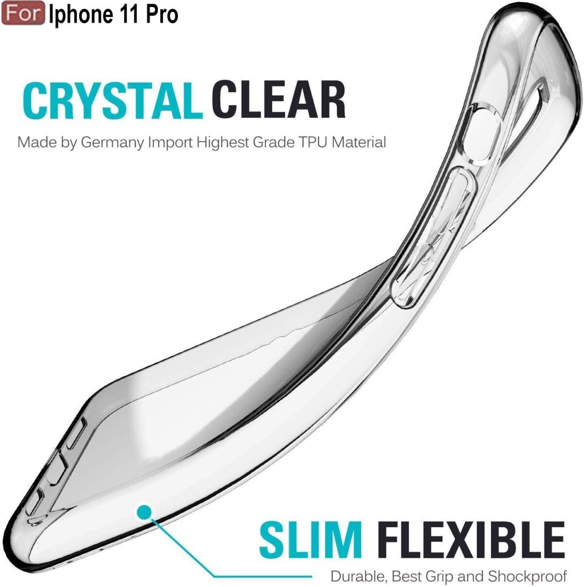 JBL iPhone 11 Pro Clear Case | Soft Flexible Slim-Fit | Full Body 360 Protection Shock Proof TPU Back Cover (Transparent)