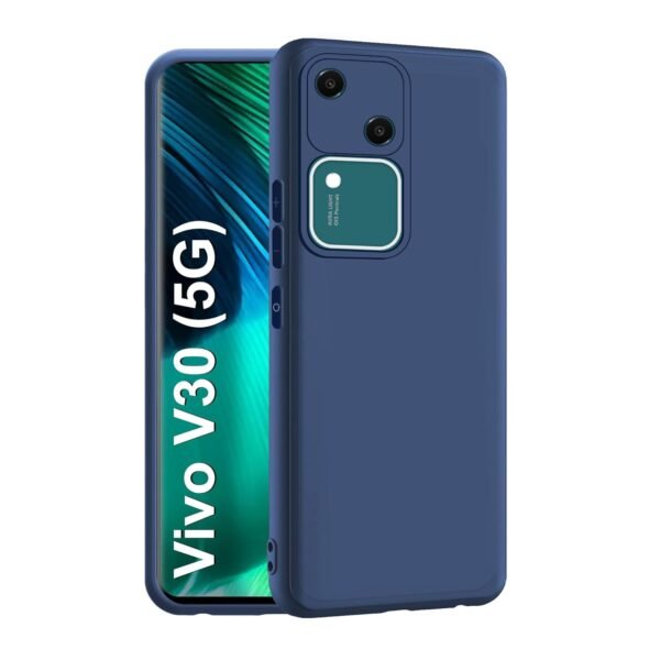 Vivo V30 (5G) Back Cover | Camera Bump Protection & Inner Velvet Fabric Lining | Ultra Slim Matte Soft Rubberised Case Cover (Blue)